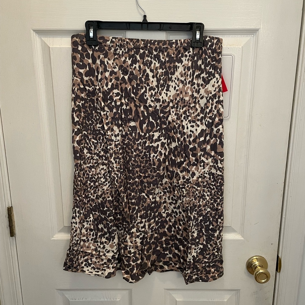 lovestitch Leopard-Print Midi Skirt - Brown & Cream